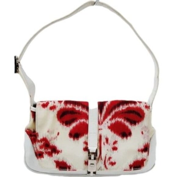 (S6) Authentic Gucci Shoulder Bag White Nylon Luxury Vintage Designer Handbag - Picture 1 of 9